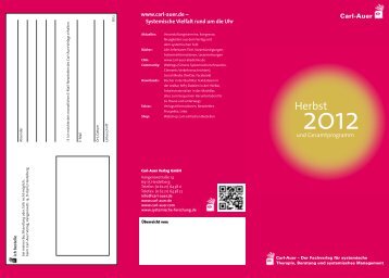 Prospekt Neuerscheinungen Herbst 2012 (PDF ... - Carl-Auer Verlag
