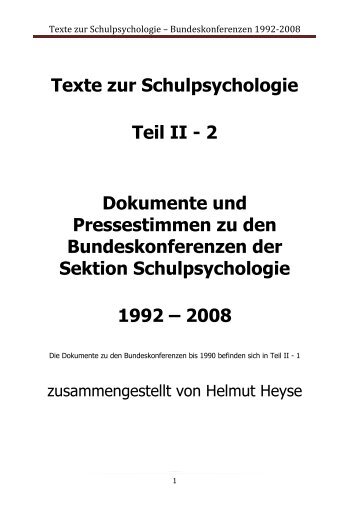 Texte zur Schulpsychologie Teil II - 2 Dokumente und ...