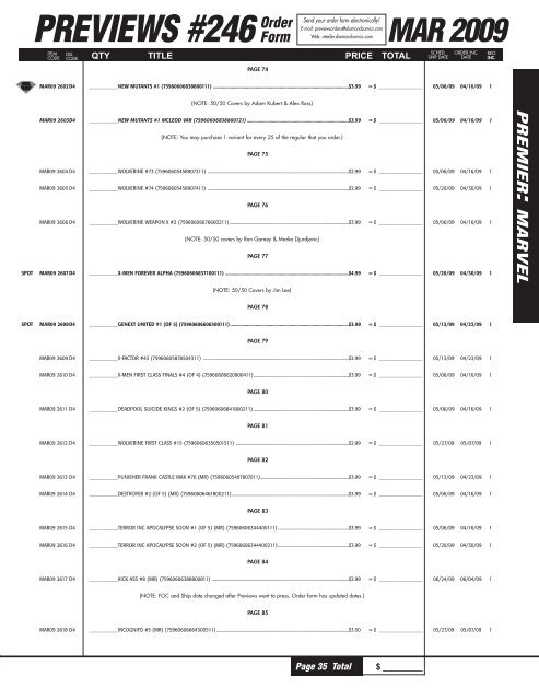 PREVIEWS #246Order Form - oldercomics