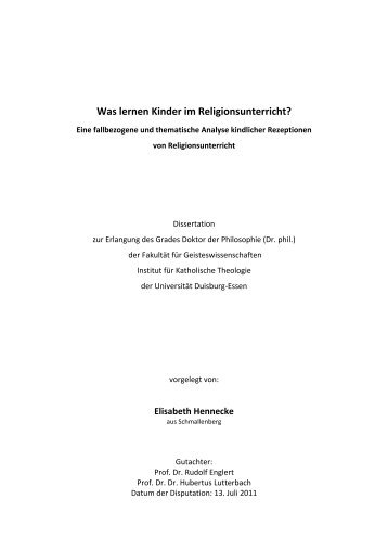 Was lernen Kinder im Religionsunterricht? - bei DuEPublico ...