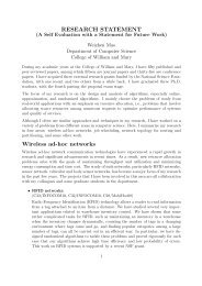 RESEARCH STATEMENT Wireless ad-hoc networks - Computer ...