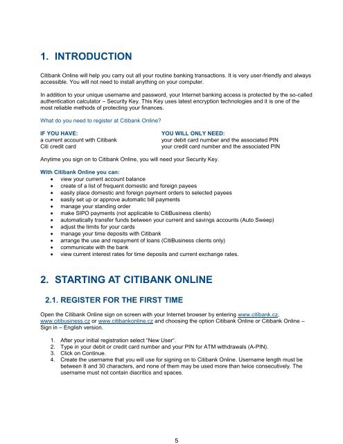 Complete Citibank Online Internet Banking Manual