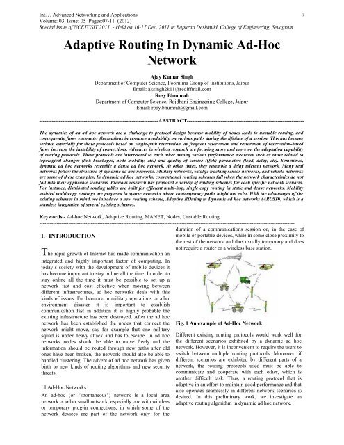 Adaptive Routing In Dynamic Ad-Hoc Network - International ...