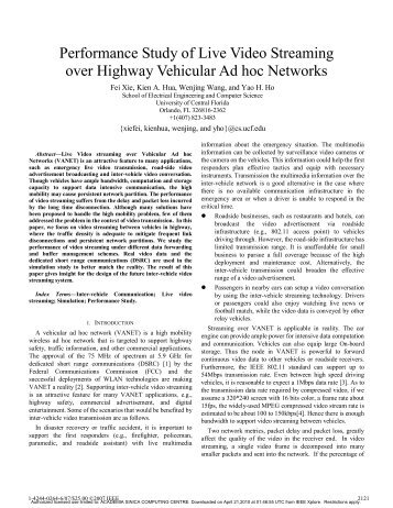 Performance Study of Live Video Streaming Over Highway ...