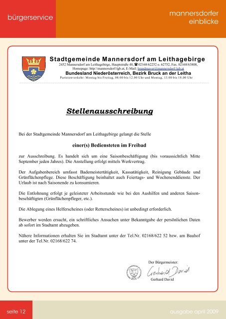 Rechnungsabschluss 2008 - Stadtgemeinde Mannersdorf