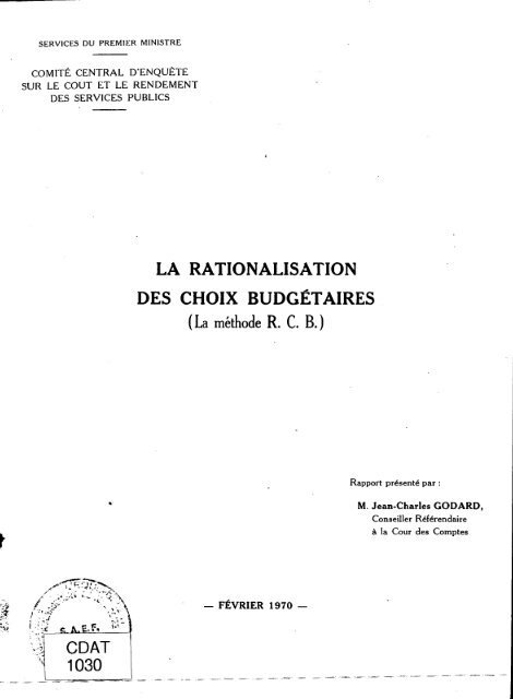 LA RATIONALISATION DES CHOIX BUDGÉTAIRES ... - base TEMIS