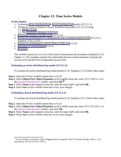 Chapter 12: Time Series Models