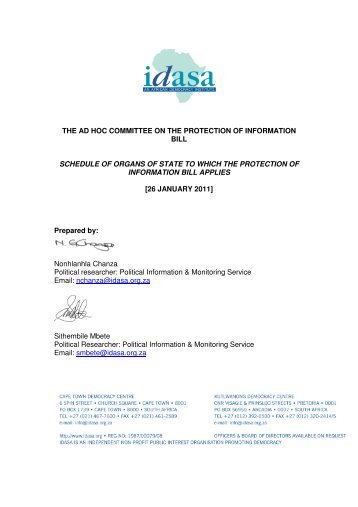 THE AD HOC COMMITTEE ON THE PROTECTION OF ... - Idasa