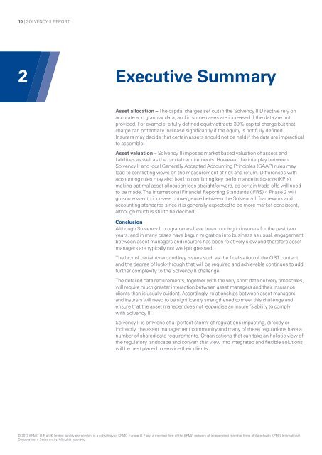 EFAMA KPMG Solvency II Report