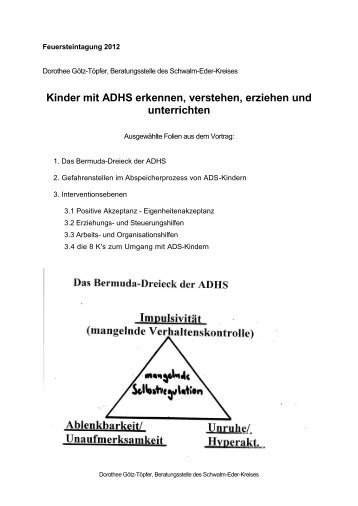 Kinder mit ADHS erkennen, verstehen, erziehen ... - Feuersteintagung