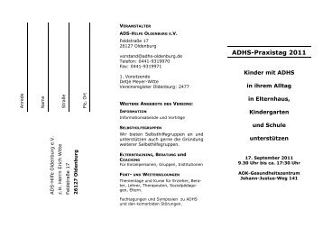 ADHS-Praxistag 2011 - ADS-Hilfe Oldenburg e.V.