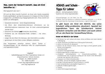 Tipps für Lehrer - adhs-goettingen.de