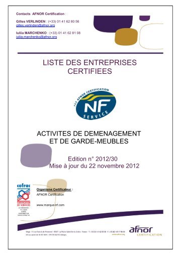 NF144 : Liste des entreprises certifiées NF Service ... - Marque NF