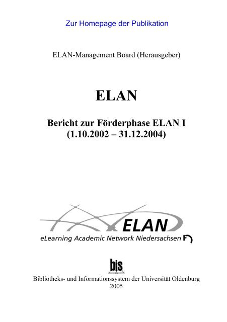 ELAN Bericht zur Förderphase ELAN I - oops/ - Oldenburger Online ...