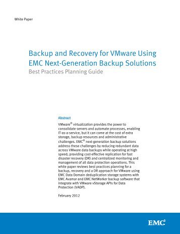 Backup and Recovery for VMware Using EMC Next-Generation ...