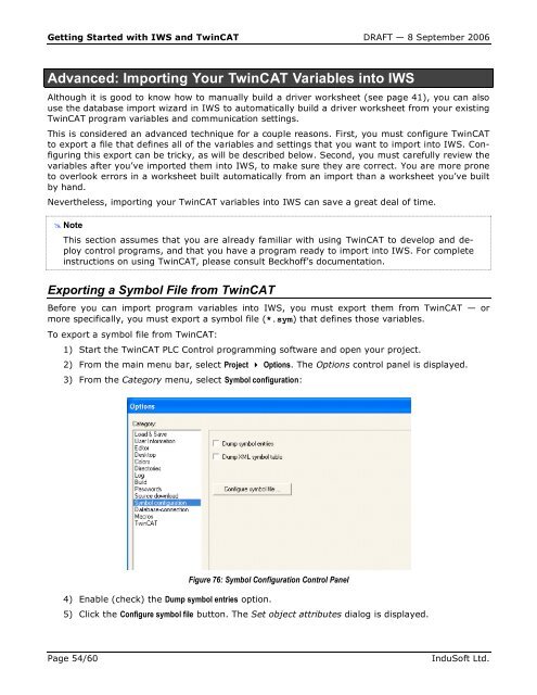 Getting Started with IWS and TwinCAT Contents - InduSoft