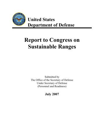 Report to Congress on Sustainable Ranges