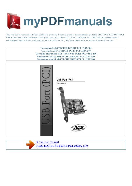 ADS USBX-501 DRIVERS MAC ADS USBX-501 DRIVER FOR WINDOWS