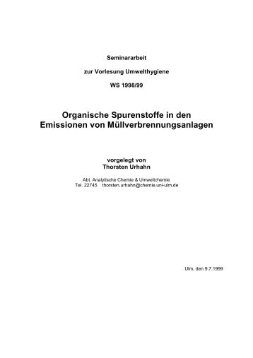 Organische Spurenstoffe in den Emissionen von ...