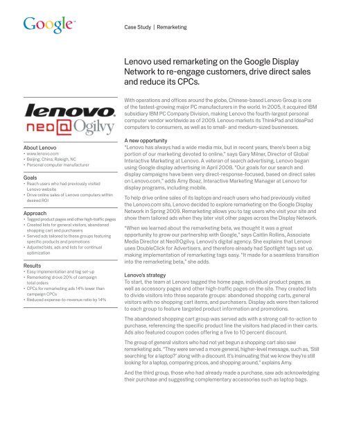 Lenovo used remarketing on the Google Display Network to re ...