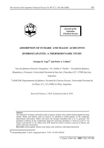 adsorption of fumaric and maleic acids onto hydroxyapatite