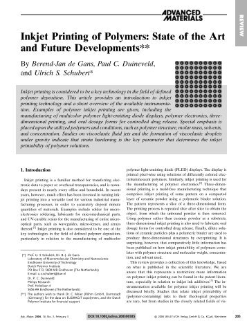 Inkjet Printing of Polymers: State of the Art and Future Developments