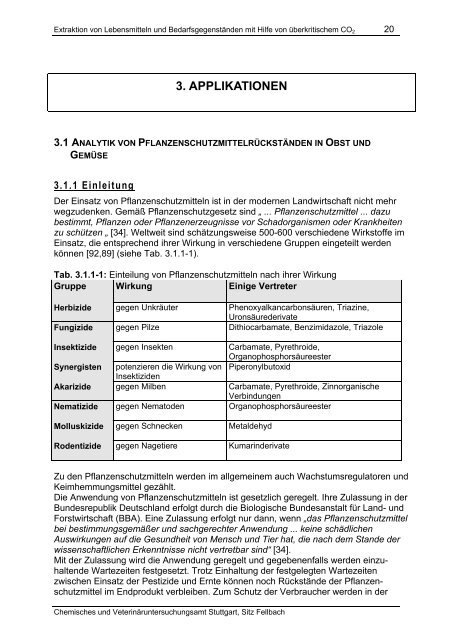 Extraktion von Lebensmitteln und Bedarfsgegenständen