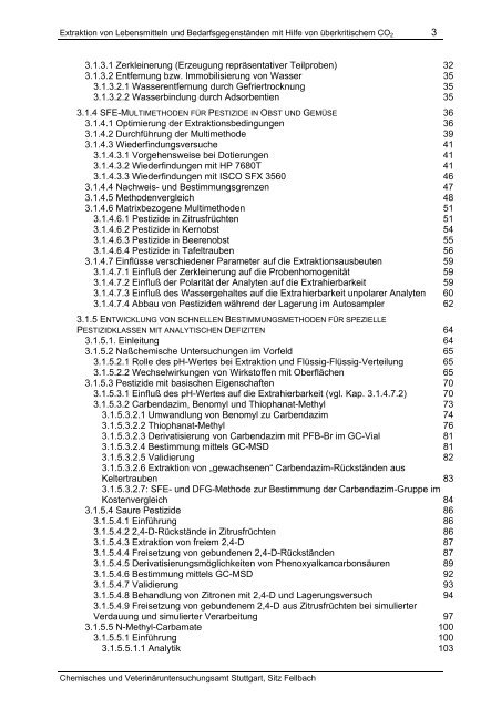 Extraktion von Lebensmitteln und Bedarfsgegenständen