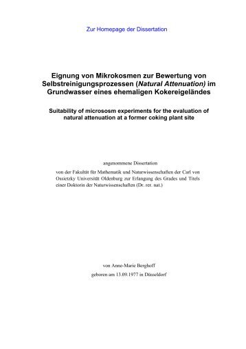 Natural Attenuation - Carl von Ossietzky Universität Oldenburg