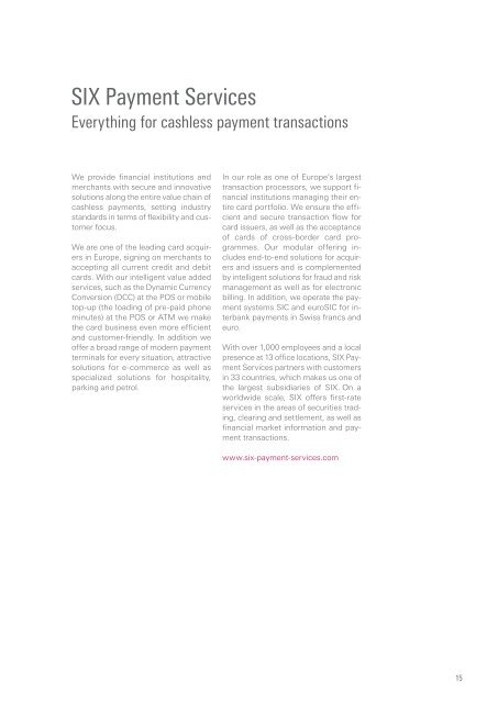 Payment solutions for unmanned points of sale and - SIX Payment ...