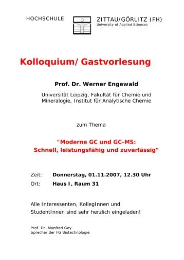 Kolloquium/Gastvorlesung - Herzlich Willkommen bei Prof.Manfred ...