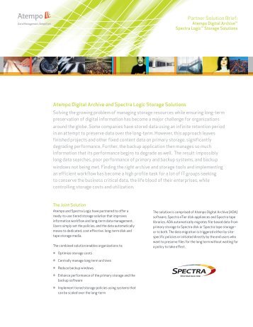Partner Solution Brief: Atempo Digital Archive and Spectra Logic ...