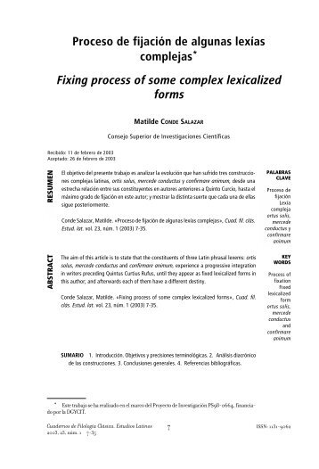 Proceso de fijación de algunas lexías complejas* Fixing process of ...