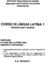 CORSC) DI LINGUA LATINA 1 - Istituto Teologico di Assisi