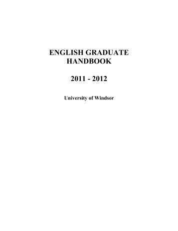 ENGLISH GRADUATE HANDBOOK 2011 - 2012 - StudyCo