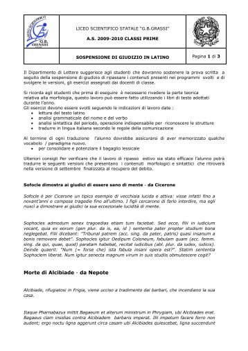 Morte di Alcibiade - da Nepote - Liceo Scientifico GB Grassi