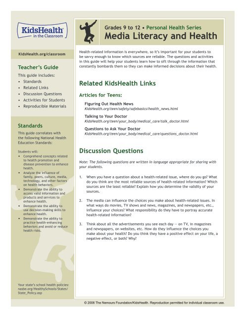 Media Literacy And Health Kidshealth