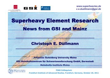 Superheavy Element Research Superheavy Element Research