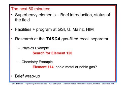 Superheavy Element Research Superheavy Element Research