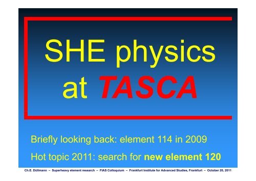 Superheavy Element Research Superheavy Element Research