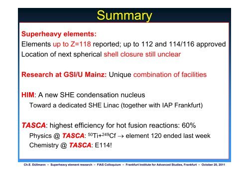 Superheavy Element Research Superheavy Element Research