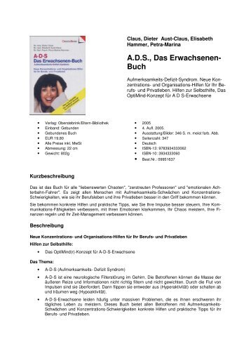 ADHS das Erwachsenenbuch - ADHS in Krefeld