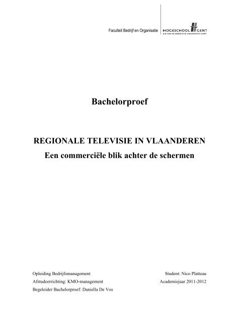 Bachelorproef REGIONALE TELEVISIE IN VLAANDEREN Een ...