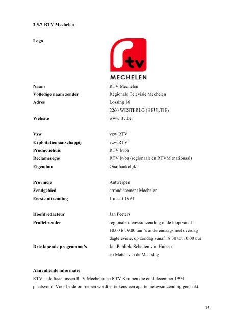 Bachelorproef REGIONALE TELEVISIE IN VLAANDEREN Een ...