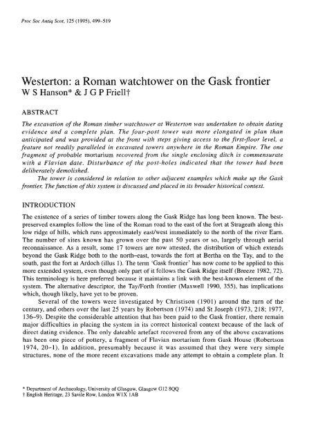 Westerton: a Roman watchtower on the Gask frontier