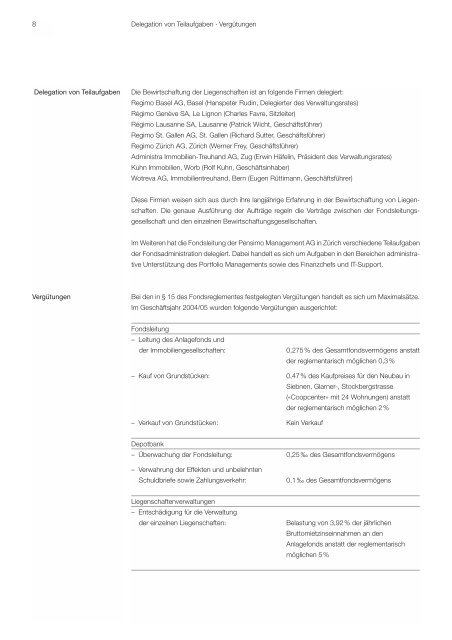 Jahresbericht per 31.3.2005 - Pensimo Management