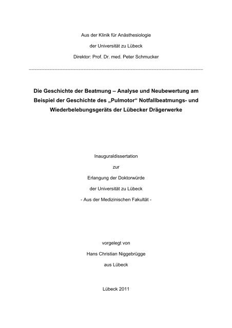 Die Geschichte der Beatmung – Analyse und Neubewertung am