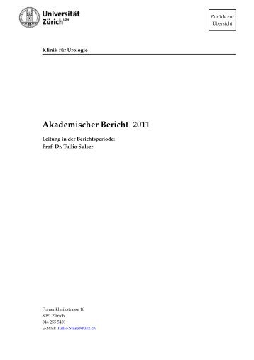 Akademischer Bericht 2011 - Klinik für Urologie - UniversitätsSpital ...