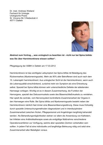 Dr. med. Andreas Weiland Facharzt für Urologie Urologische ... - ASbH