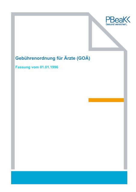 Gebuhrenordnung Fur Arzte Goa Pbeakk